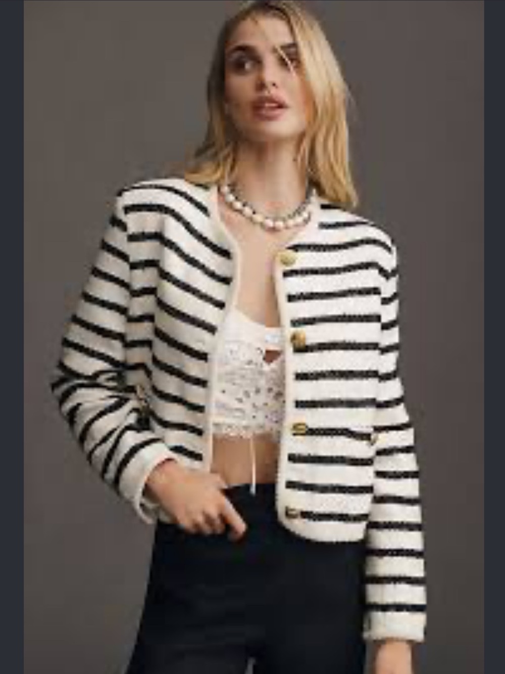 Anthropologie English Factory Striped Tweed Jacket